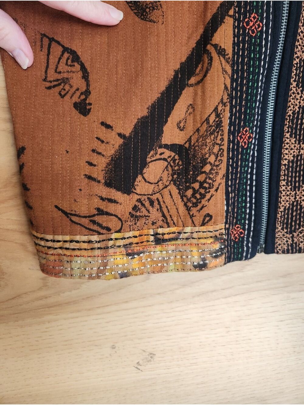 VINTAGE CHICO'S 90s ART TO WEAR KANTHA EMBROIDERED COTTON JACKET S/M SIZE 1 - Picture 7 of 11